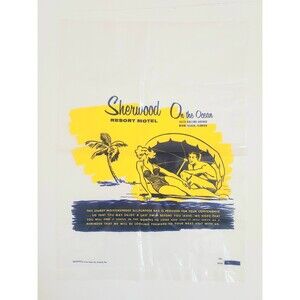 Vintage Sherwood Resort Motel On The Ocean Collins Ave Miami FL Wet Garment Bag